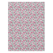 レトロ、60年代、水玉模様、グレーとピンク テーブルクロス (正面)