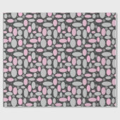 レトロ、60年代、水玉模様、グレーとピンク ラッピングペーパー (フラット)