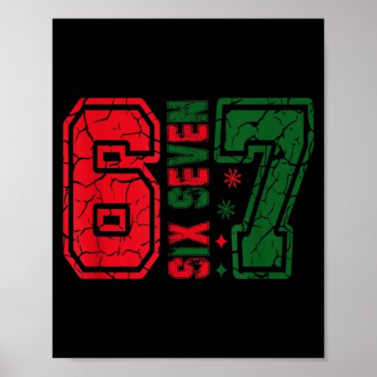 レトロ 67 面白いシックスセブン ミーム 6 7 番号 クリスマス ポスター (正面)