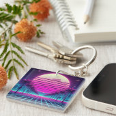 レトロ、80年代のネオン月/手のひら キーホルダー (正面右)