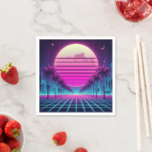 レトロ、80年代のネオン月/手のひら スタンダードカクテルナプキン (インサイチュ)