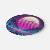 レトロ、80年代のネオン月/手のひら ペーパープレート (アングル)