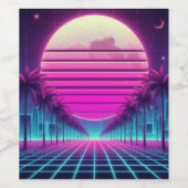 レトロ、80年代のネオン月/手のひら ワインラベル (シングルラベル)