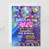 レトロ 80年代 カラフル ビビッド ネオン グロー パーティー 招待状 (正面)