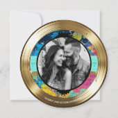 レトロ 80's 90's ヒップホップ フォト ゴールド レコード ウェディング 招待状 (裏面)