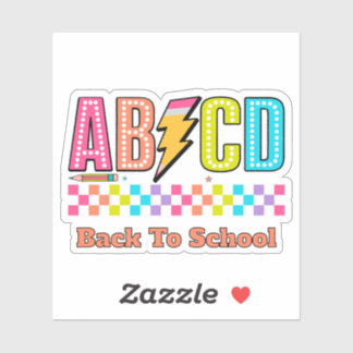 レトロ ABCD アルファベット 稲妻 バックトゥスクール シール