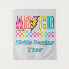 レトロ ABCD アルファベット 稲妻 バックトゥスクール タペストリー