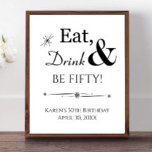レトロ Eat Drink and Be Fifty 50歳の誕生日サイン