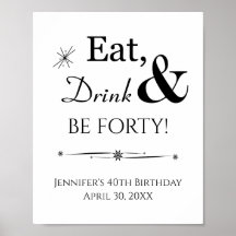 レトロ Eat Drink and Be Forty 40歳の誕生日サイン