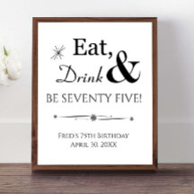 レトロ Eat Drink Be Seventy Five 75歳の誕生日サイン
