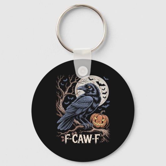 レトロ F-Caw-F 鳥 カラス 面白い カラス 鳥 鳴き声 グランジ キーホルダー (正面)