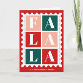 レトロ Fa La La クリスマス郵便スタンプ シーズンカード (正面)