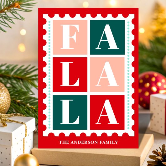 レトロ Fa La La クリスマス郵便スタンプ シーズンカード