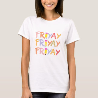 レトロ Friyay 金曜日 週末の雰囲気 女性用Tシャツ Tシャツ