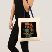 レトロ「Good Vibes Only」おもしろい&トートバ前向きッグ トートバッグ (正面(商品))