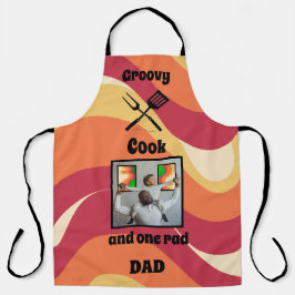 レトロ「Groovy調理師ワン素晴らしいパパ」のパターンと写真 エプロン