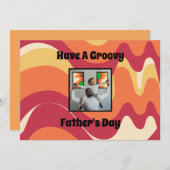 レトロ「Groovy Father's Day」家族写真 シーズンカード (正面/裏面)