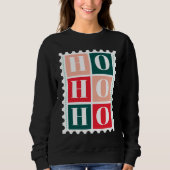 レトロ Ho Ho Ho クリスマス郵便切手 スウェットシャツ (正面)