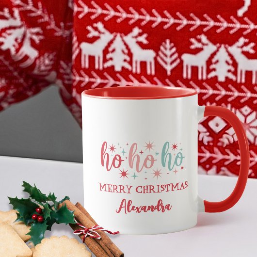 レトロ Ho Ho Ho メリークリスマス 名前入り マグカップ