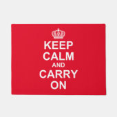 レトロ「Keep Calm and Carry On」メッセージ ドアマット (正面)