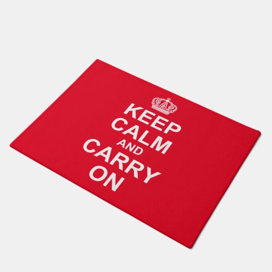 レトロ「Keep Calm and Carry On」メッセージ ドアマット (アングル)