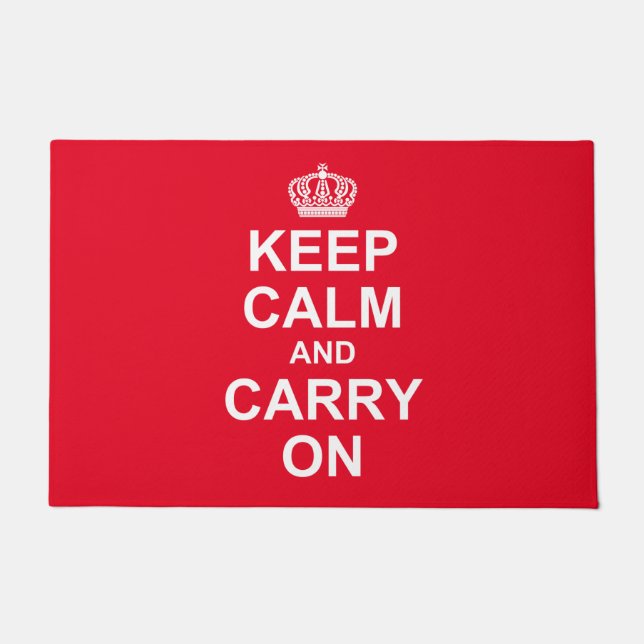 レトロ「Keep Calm and Carry On」メッセージ、 ドアマット (正面)