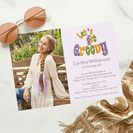 レトロ Let's Get Groovy 写真 60歳の誕生日パーティー 招待状