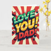 レトロ LOVE You Dad カード (黄色い花)