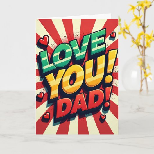 レトロ LOVE You Dad カード (黄色い花)