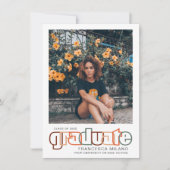 レトロ | Maroon Graduate 2023写真お知らせ 招待状 (正面)