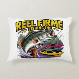 レトロ「Reel Firme Fishing Inc」バス&カヤック用ランバー アクセントクッション