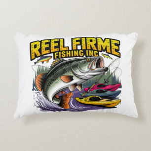 レトロ「Reel Firme Fishing Inc」バス&カヤック用ランバー アクセントクッション