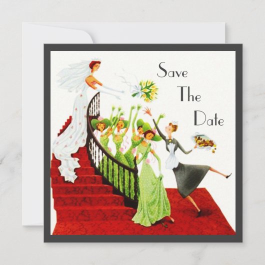 レトロ SAVE THE DATE お知らせ EZカスタマイズ対応 招待状 (正面)