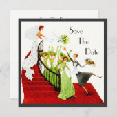 レトロ SAVE THE DATE お知らせ EZカスタマイズ 招待状 (正面/裏面)