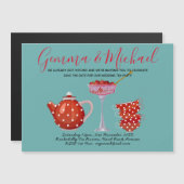 レトロ Save The Date ウェディング ティーパーティー 1950 ヴィンテージ マグネット招待状 (正面/裏面)