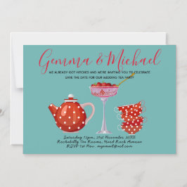 レトロ Save The Date ウェディング ティーパーティー 1950 ヴィンテージ マグネット招待状