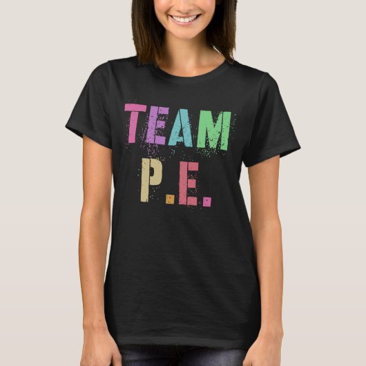 レトロ TEAM P E ジム 体育教師 体育 Tシャツ (正面)