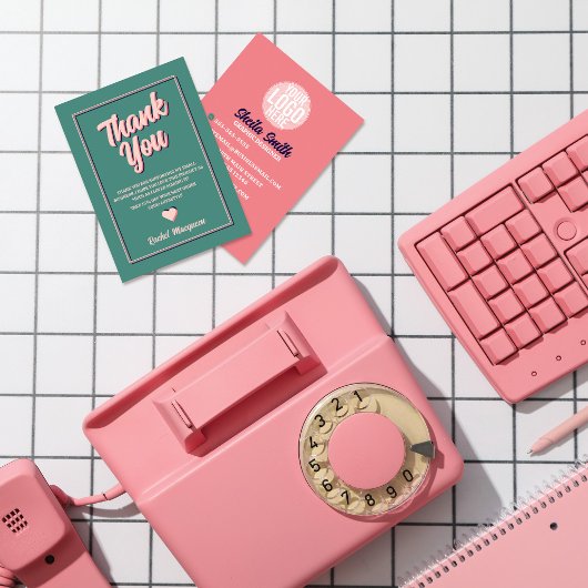 レトロ「Thank You」タイポグラフィクール配色 名刺