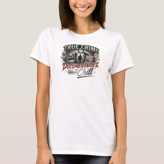 レトロ TRUE CRIME DOCS CHILL ファッションアート Tシャツ (正面)