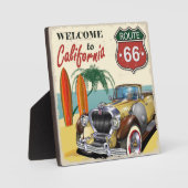 レトロ「Welcome to California」ルート66ポスター、 フォトプラーク (正面)