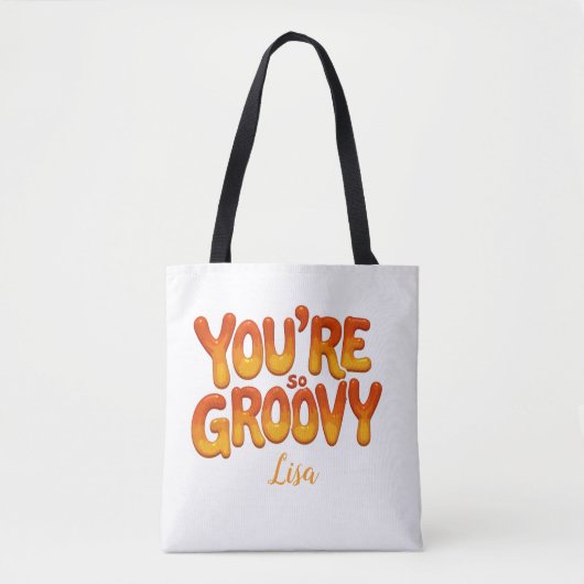 レトロ You're So Groovy 名前入り 70年代 トートバッグ (正面)