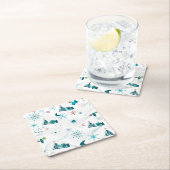 レトロAゴークリスマス スクエアペーパーコースター (インサイチュ)