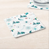 レトロAゴークリスマス スクエアペーパーコースター (アングル)