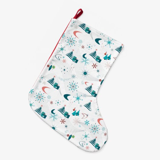 レトロAゴークリスマス ラージクリスマスストッキング (正面 (吊り時))