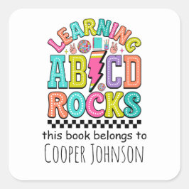 レトロabcこの本は子供の蔵書票 スクエアシール