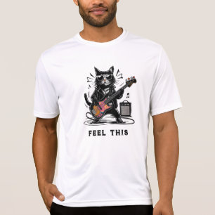 *~*レトロAP91 Bass Guitar Music Cat Player Tシャツ