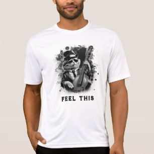 *~*レトロAP91 Bass Guitar Player Music Cat Tシャツ