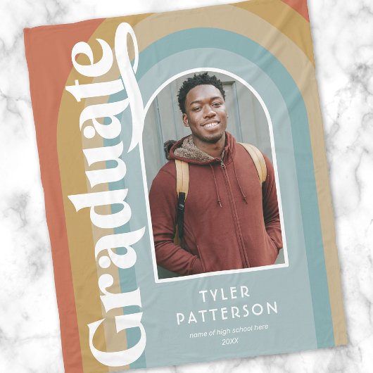 レトロArch Photo 2025卒業 フリースブランケット