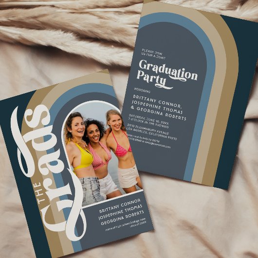 レトロArch Photo 2025 Blue Joint Graduation Party 招待状