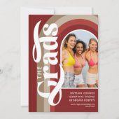 レトロArch Photo 2025 Red Joint Graduation Party 招待状 (正面)